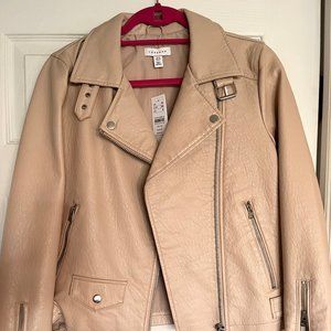 TOPSHOP Faux Leather Jacket - Tan/Beige